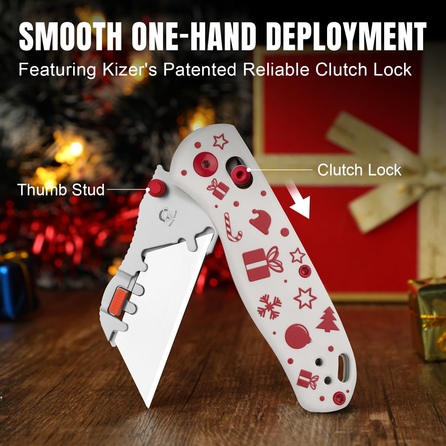 Clutch-lock mechanism protects fingers during blade relief on Uti Bear.