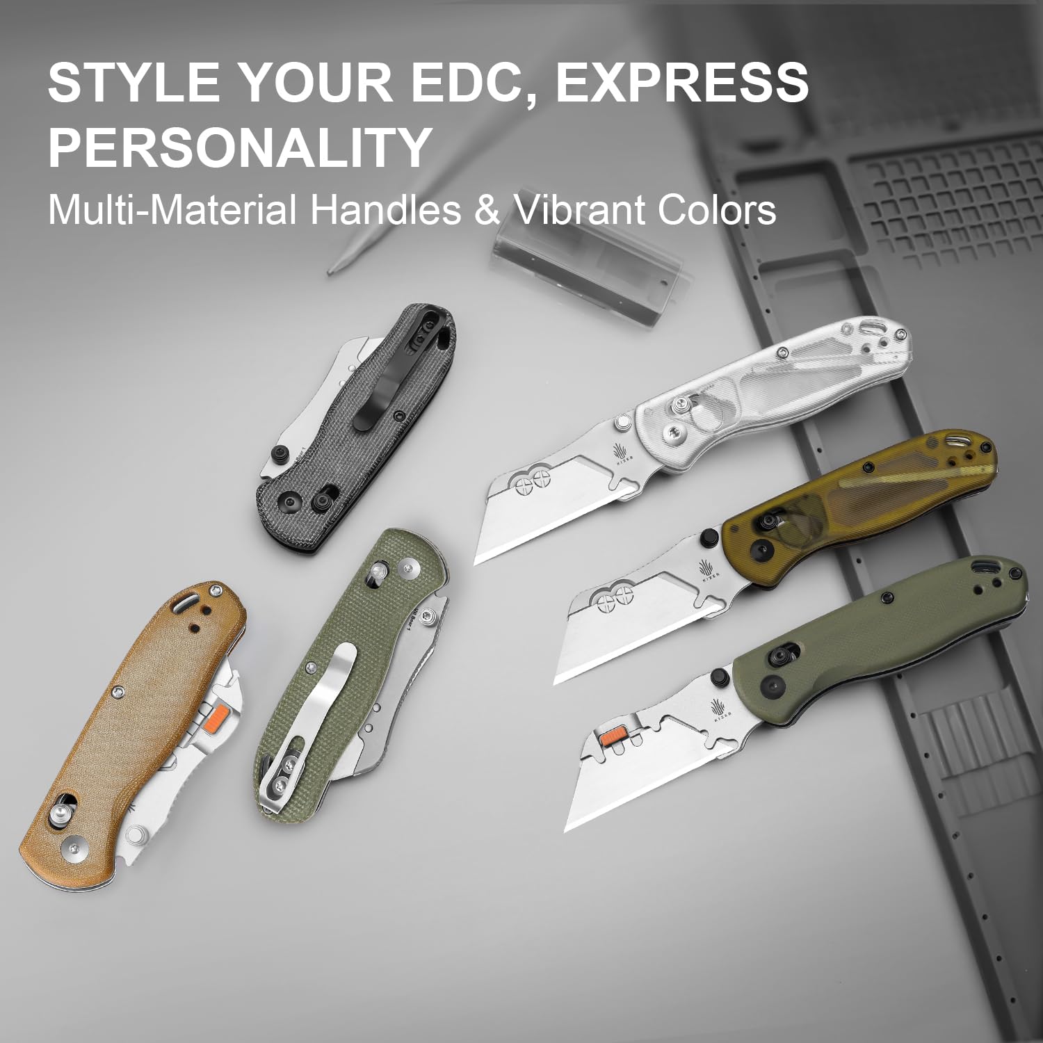 Kizer Uti Bear clutch-lock safety protects fingers during blade changes.