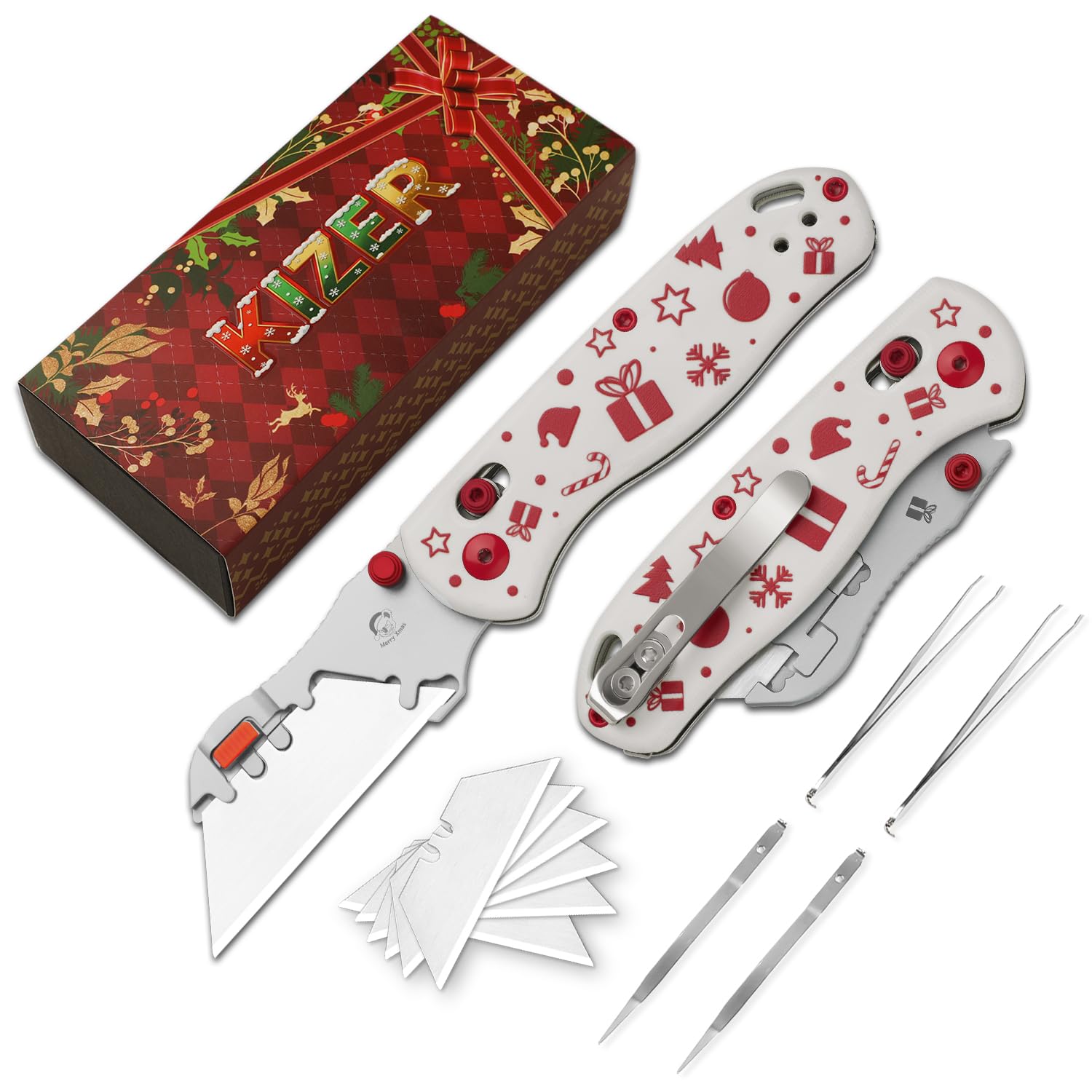 Kizer Uti Bear folding knife with pocket clip showing quick one-handed deployment.