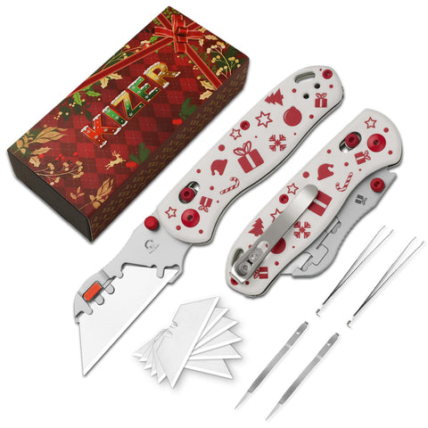 Kizer Uti Bear folding knife with pocket clip showing quick one-handed deployment.