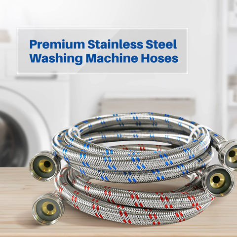 K&J Premium braided stainless steel 6ft hose in use, resisting pressure.