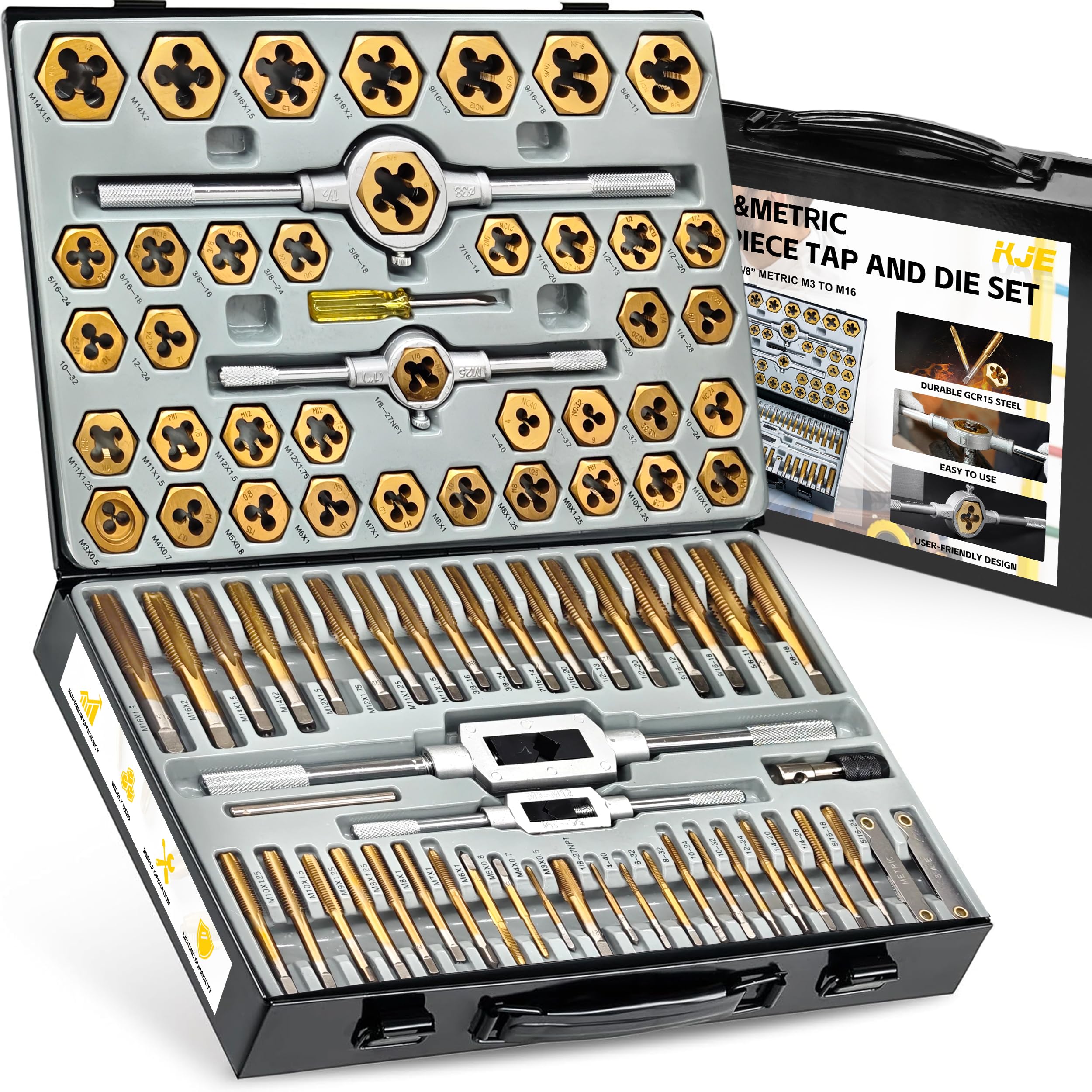 KJE 86PCS slotted screwdriver assists setup and adjustments