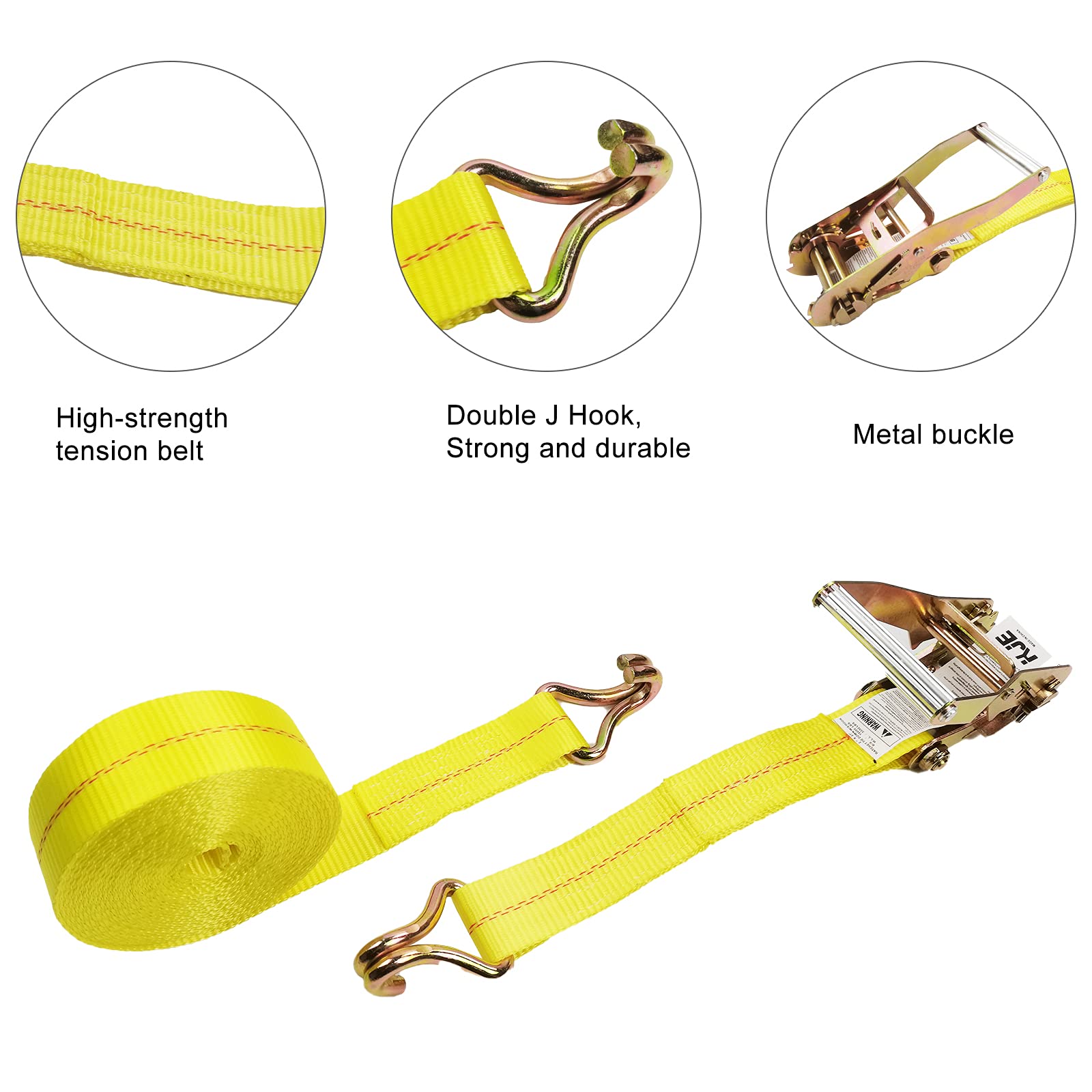 Aluminum J-hook ends resist rust for secure anchor points