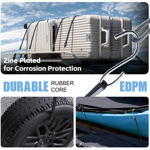 KJE rustproof S-hook bungee cord for year-round use.