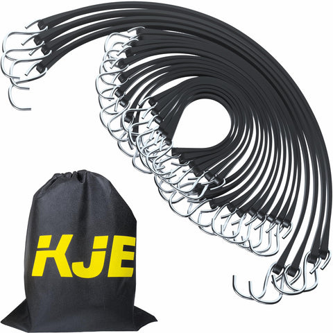 KJE 20Pack bungee cords securing tarps on a truck bed for sturdy transport.
