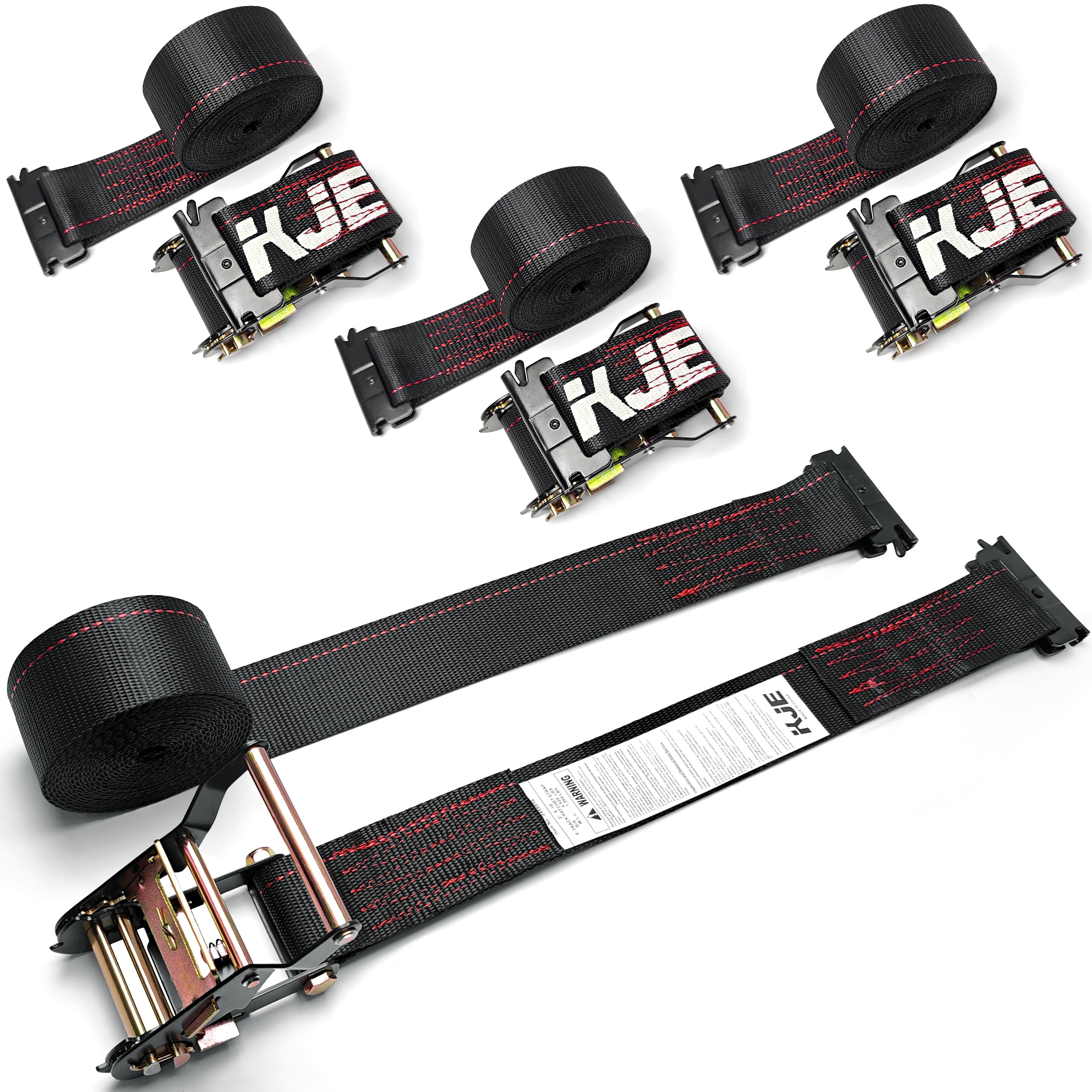 KJE E-Track strap secures cargo on trucks during transit.