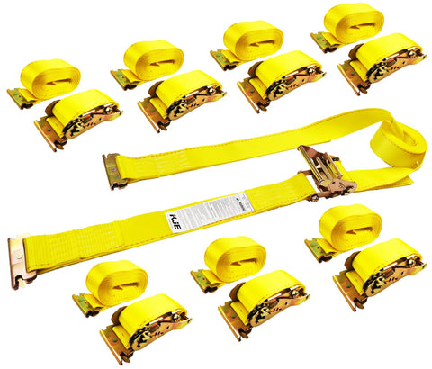 KJE E-Track straps in an eight-pack setup securing cargo neatly for safe transport.