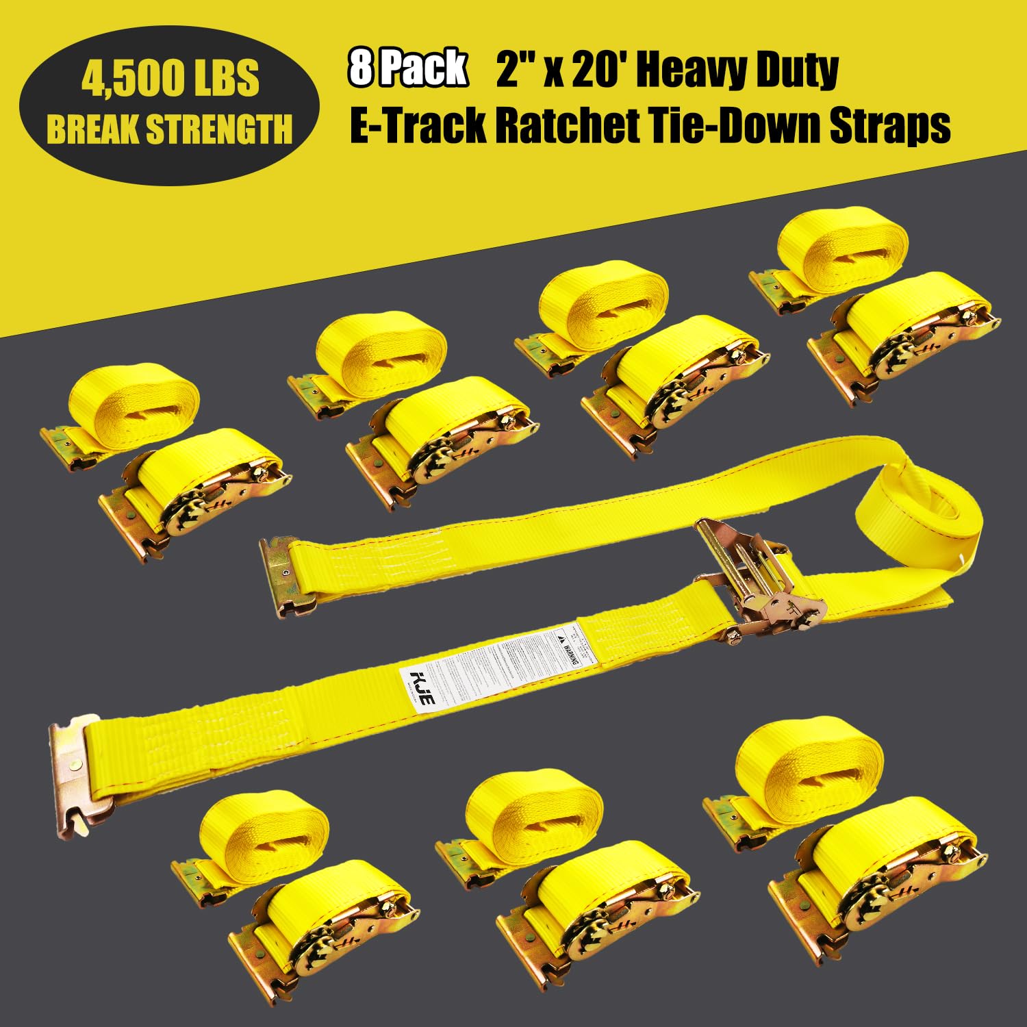 KJE E-Track strap secures cargo on a truck bed for transport.