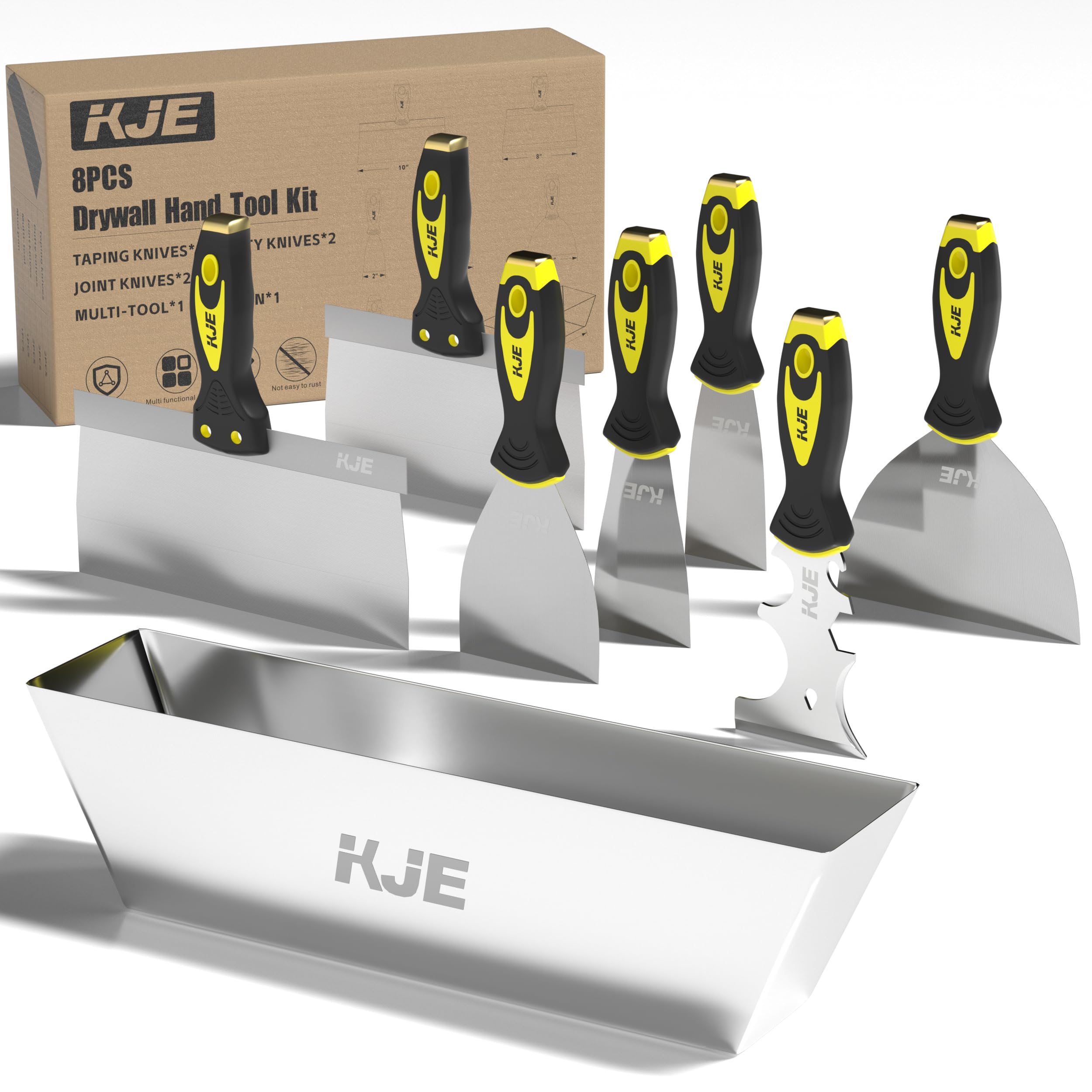 KJE ergonomic anti-slip handles reduce fatigue during extended drywall work.