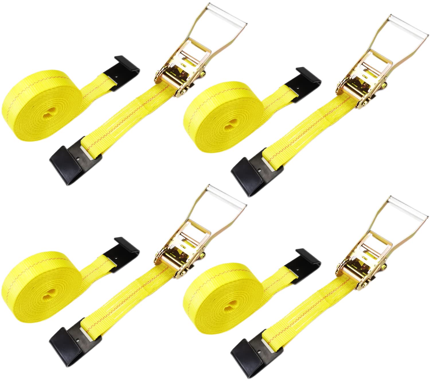 KJE flatbed trailer cargo strap ready for secure road hauling.