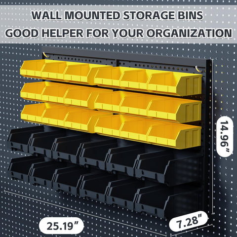 KJE garage organizer for screws nuts and bolts with durable yellow small bins