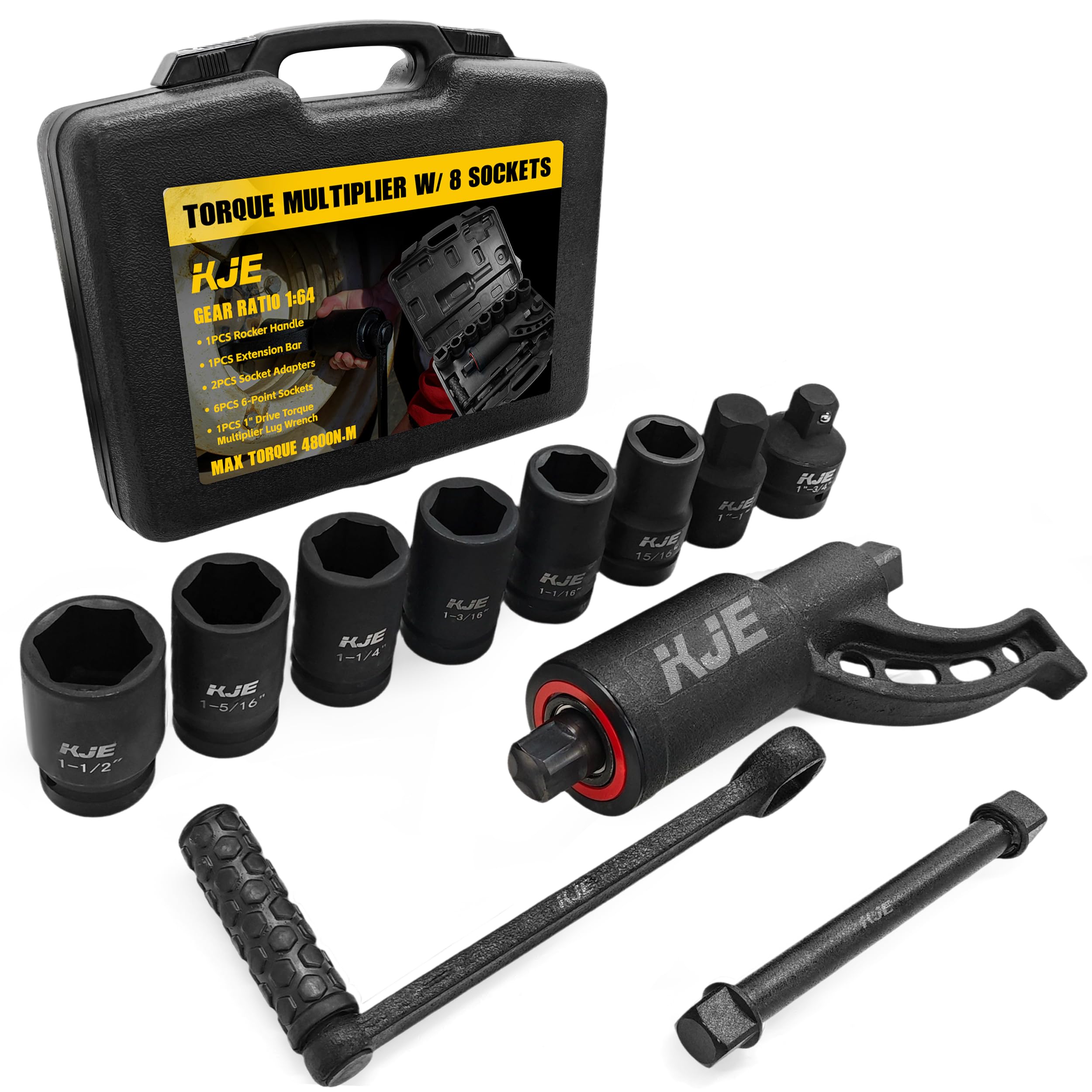 KJE heavy-duty torque multiplier wrench assembly for high-torque wheel removal.