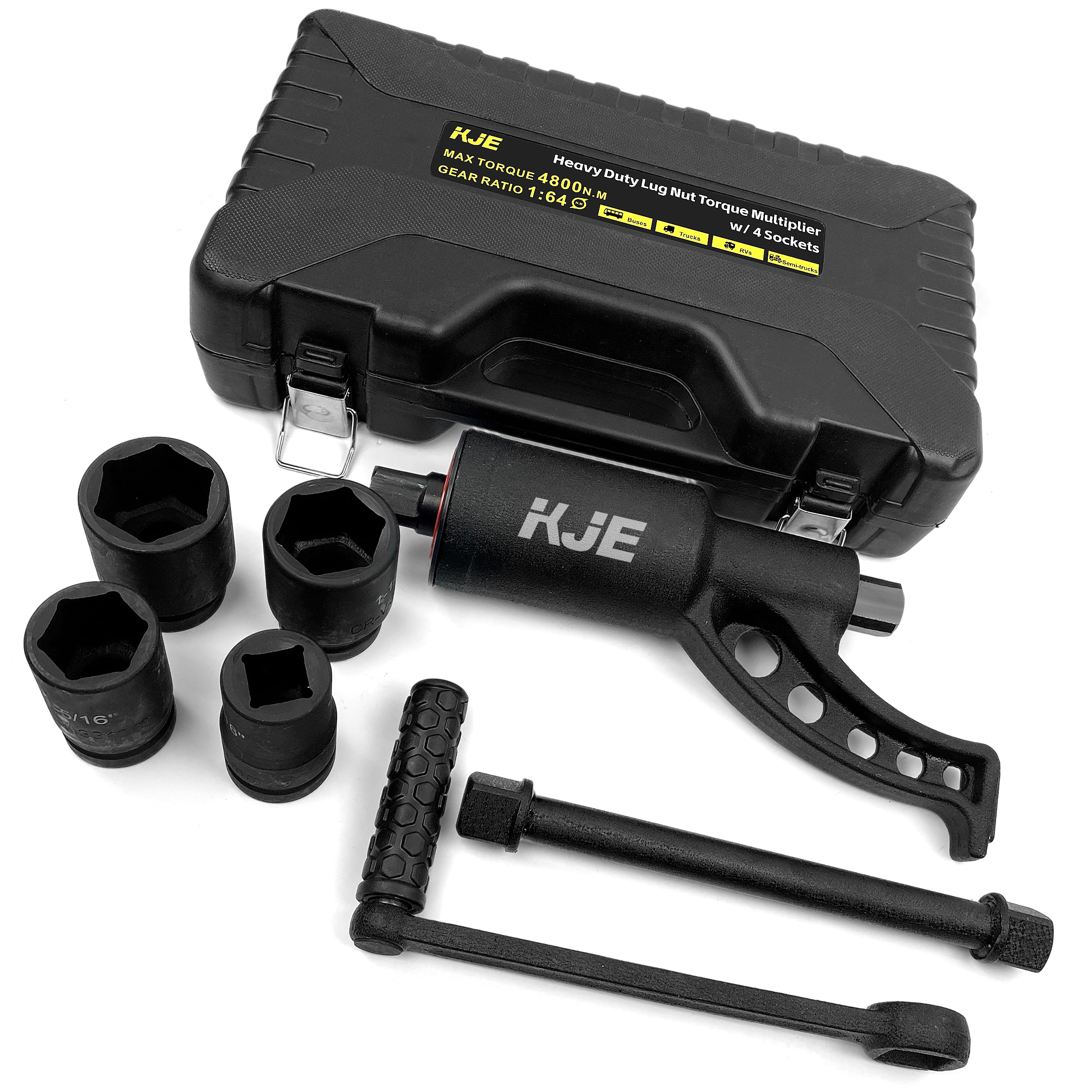KJE heavy-duty torque multiplier wrench set in rugged case for portability