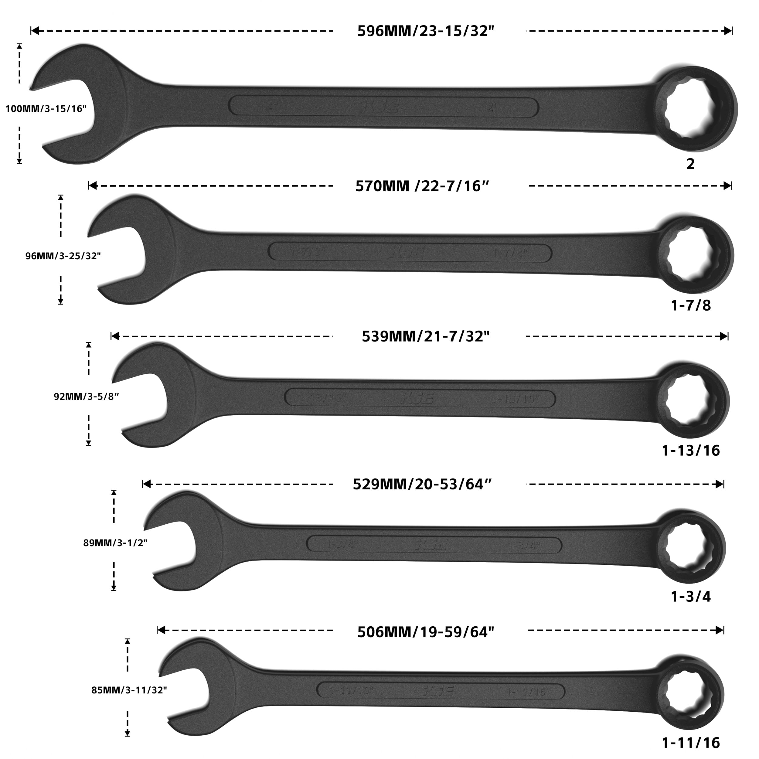 KJE jumbo wrench with black-oxide finish resists corrosion in busy shops.