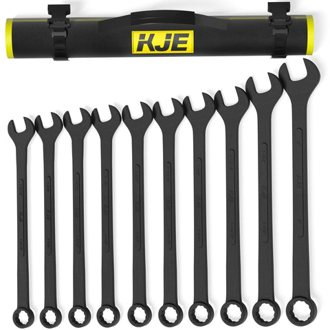 KJE jumbo wrench open end grips large fasteners on heavy equipment.