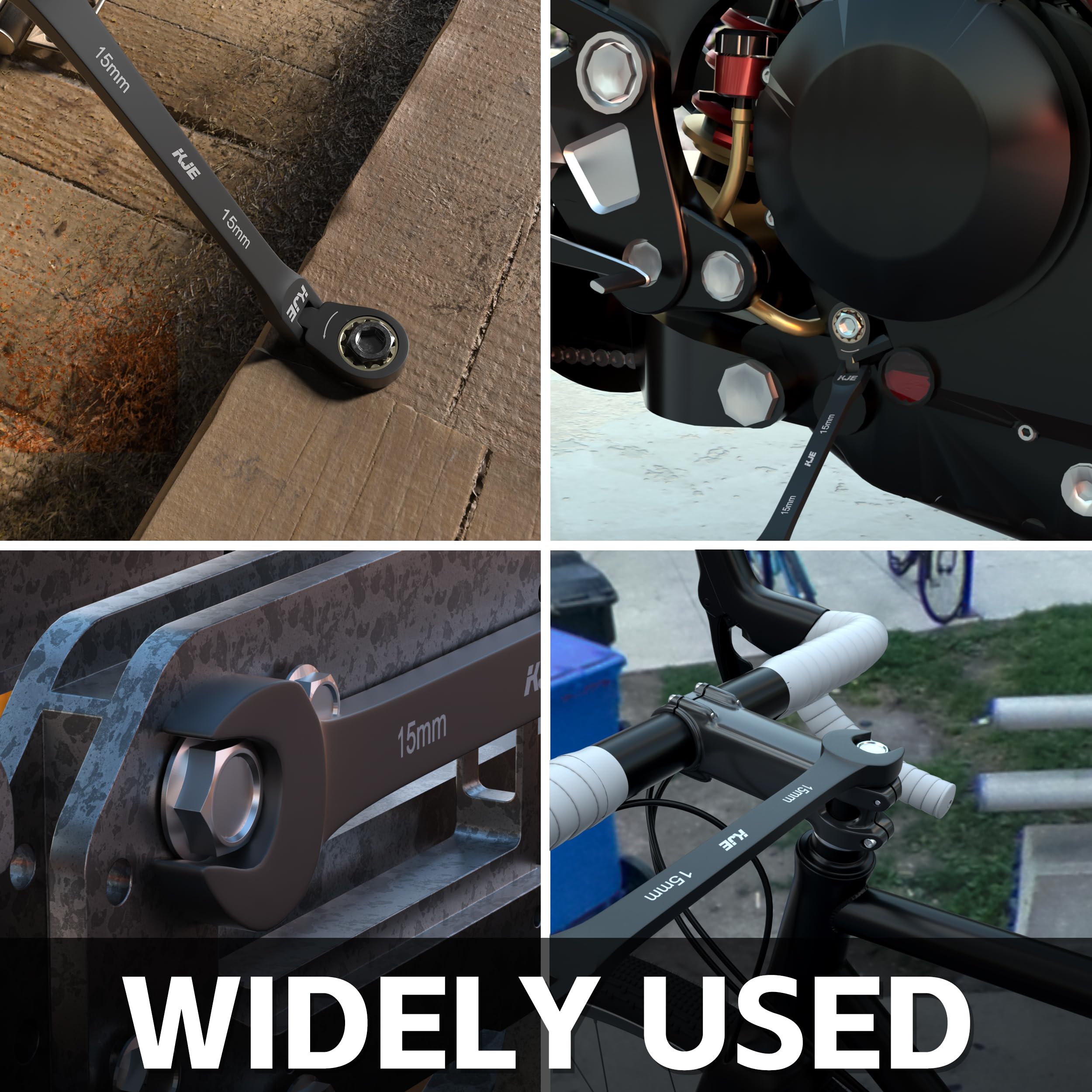 KJE organized wrench tray aids quick size identification.