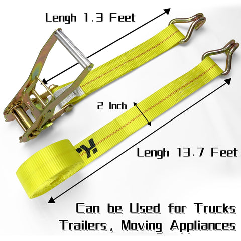 KJE ratchet strap demonstrating sturdy J-hooks on a flatbed.