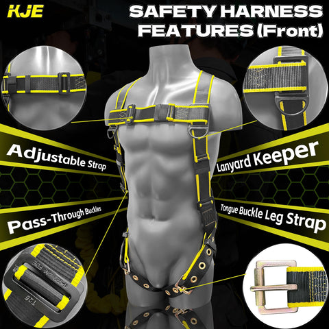 KJE harness chest and waist adjustments for precise, comfortable fit.