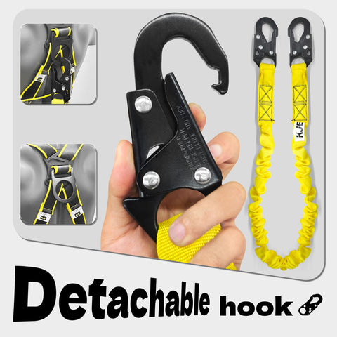 KJE detachable 6 ft lanyard with shock absorber.