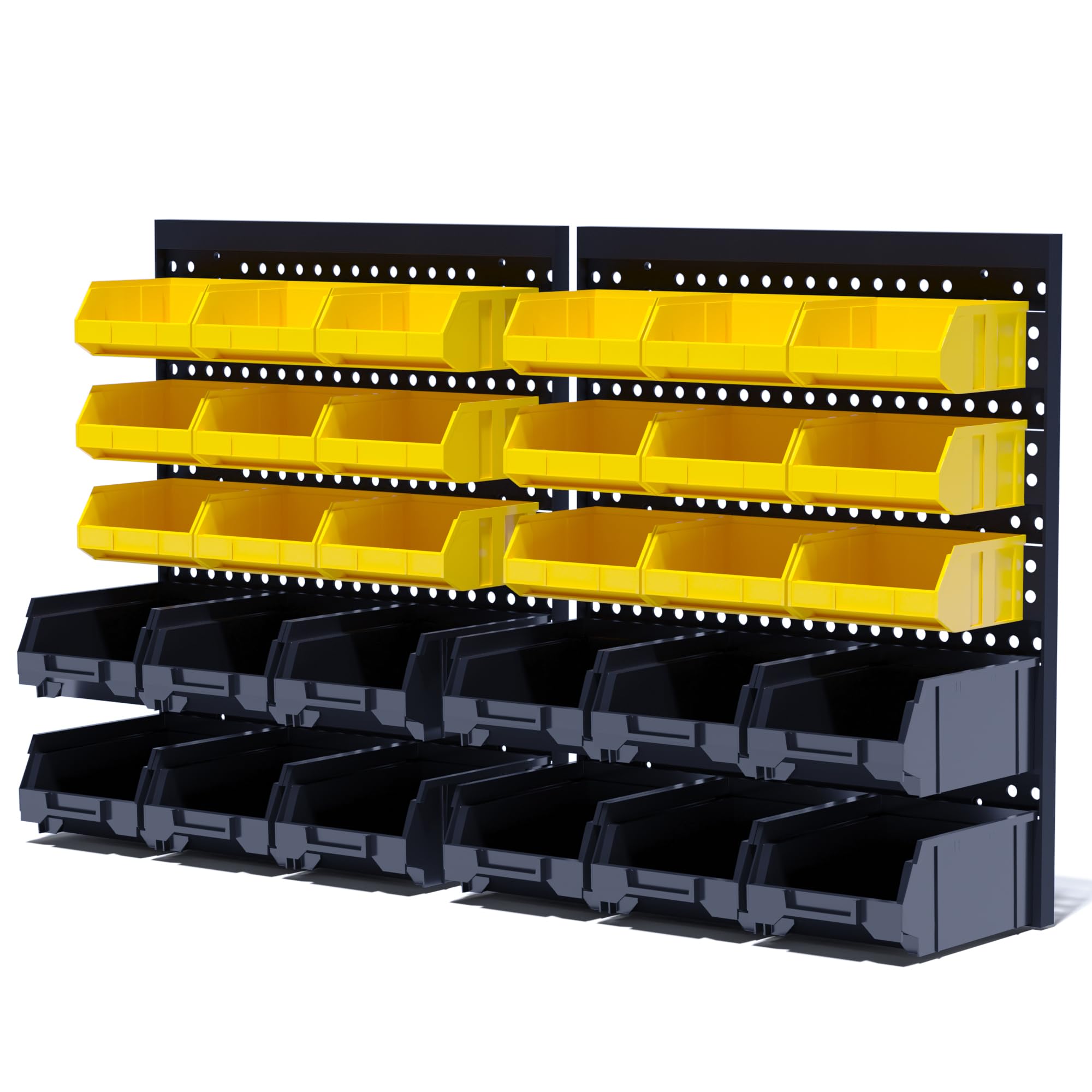 KJE wall mounted storage bins on pegboard for efficient garage organization