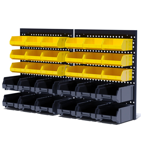 KJE wall mounted storage bins on pegboard for efficient garage organization