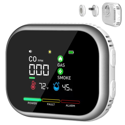 KJYSDS Carbon Monoxide Detector Plug-In front view with real-time readings