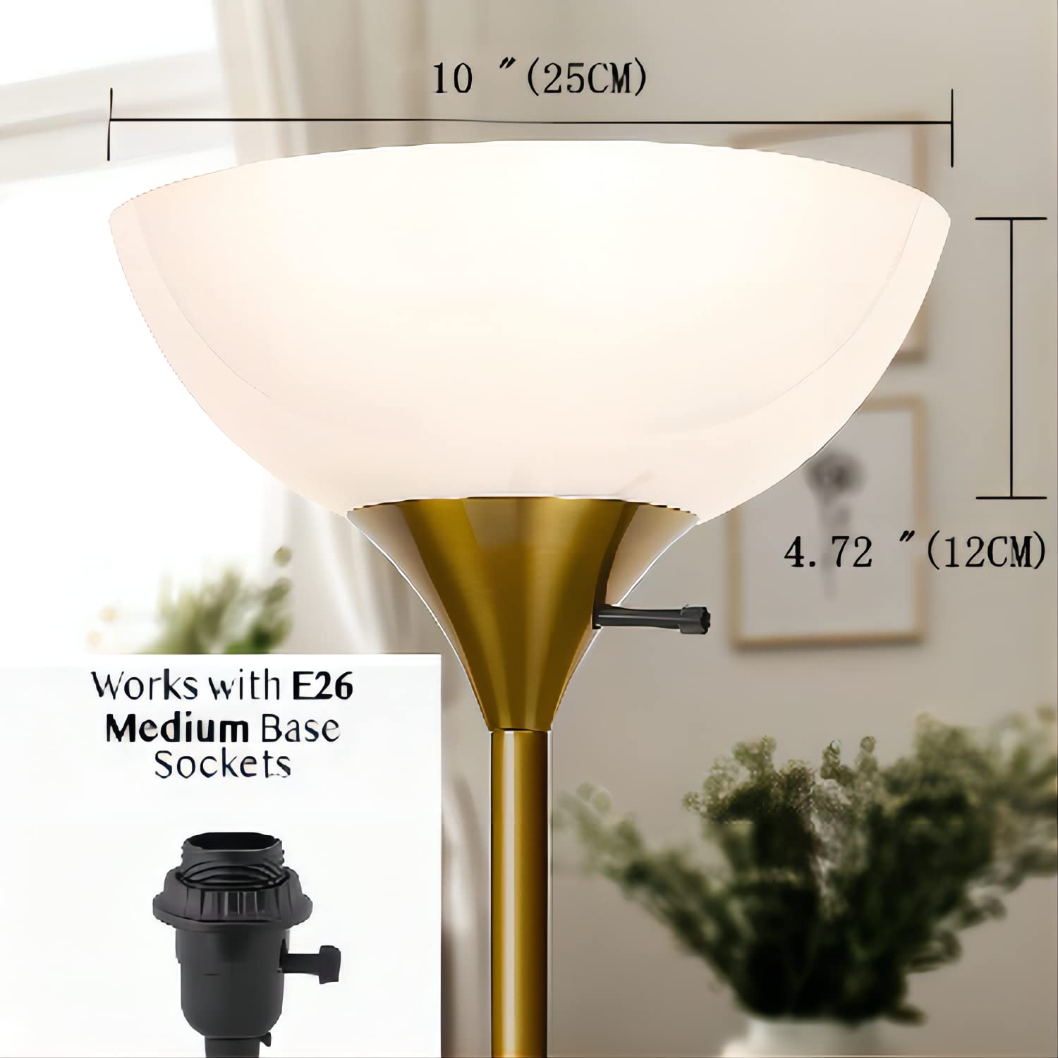KK Magsun 10-inch white plastic lamp shade with easy-fit 1.65-inch opening.