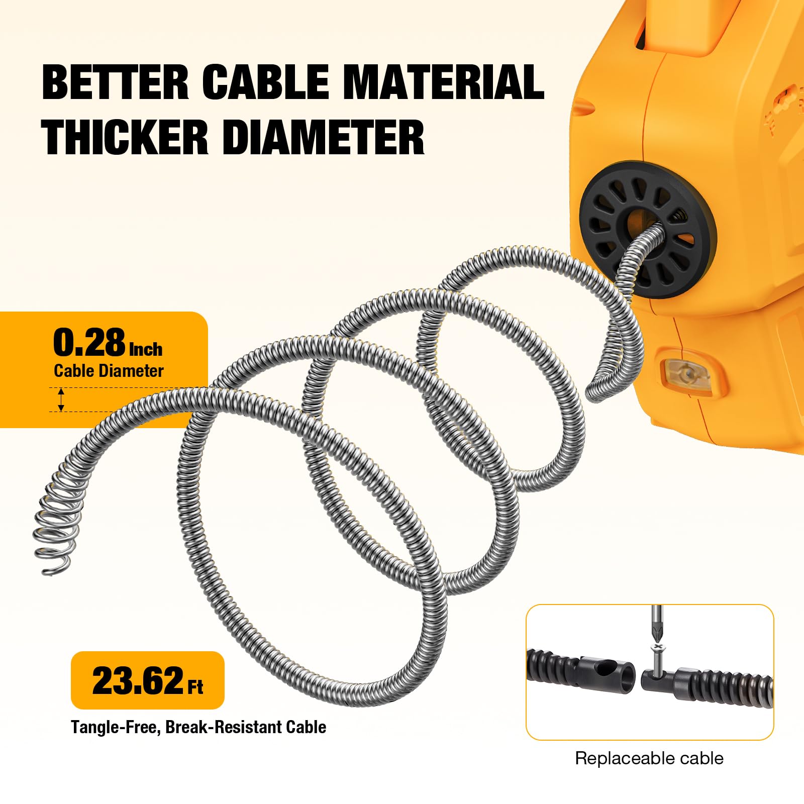 K KORKUAN variable-speed control allows tailored drain cleaning