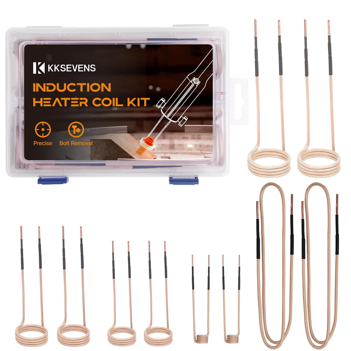 KKSEVENS induction coil kit front view for versatile bolt removal.