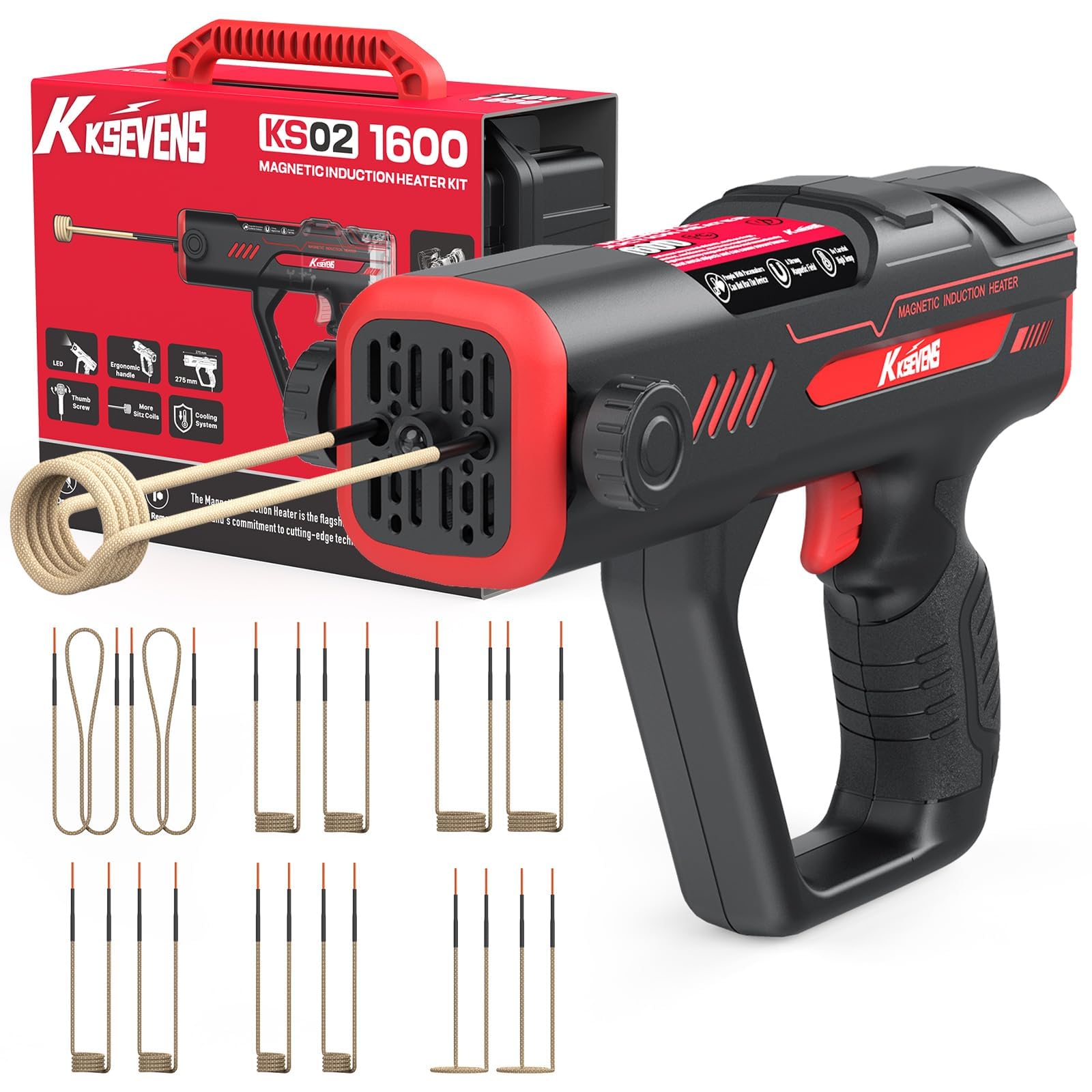 KKSEVENS 1600W induction heater front view for rapid bolt heating