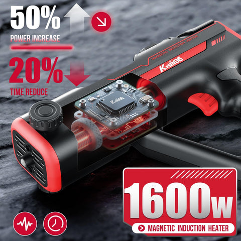 KKSEVENS induction heater with ergonomic handle and built-in LED light