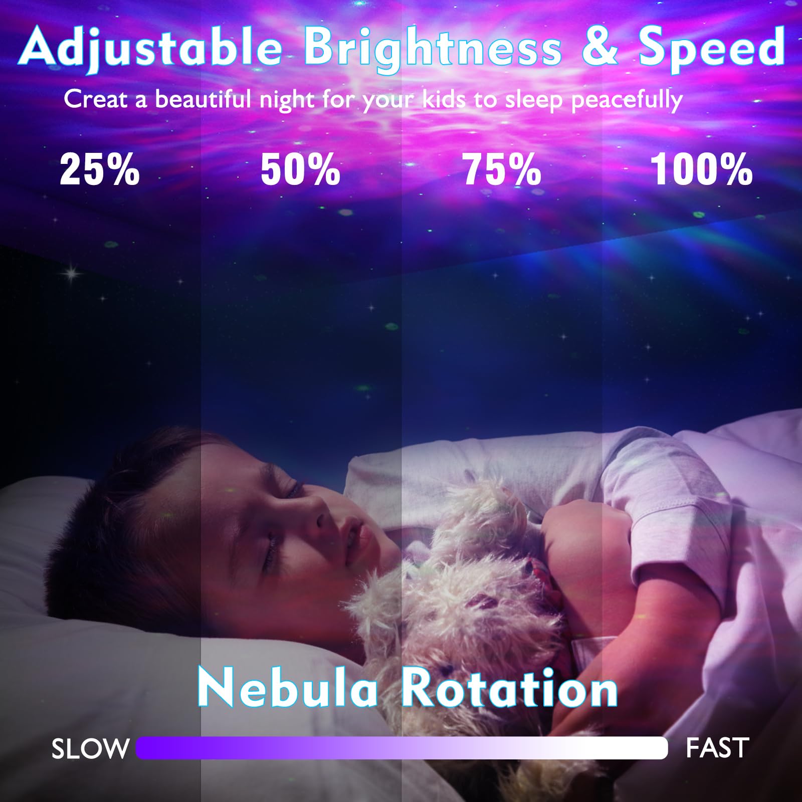 KKUP2U star lights mode showcasing twinkling stars for calm evenings