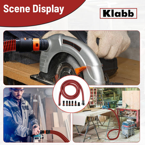Klabb dust hose remains flexible and portable for quick cleanup around your workspace.