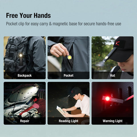 klarus E5 Plus ultra-slim design fits pockets and toolkits.