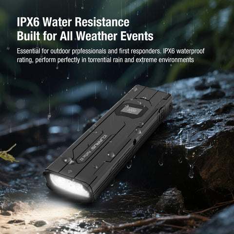 Klarus X2 IPX6 waterproof design withstands rain and wet conditions