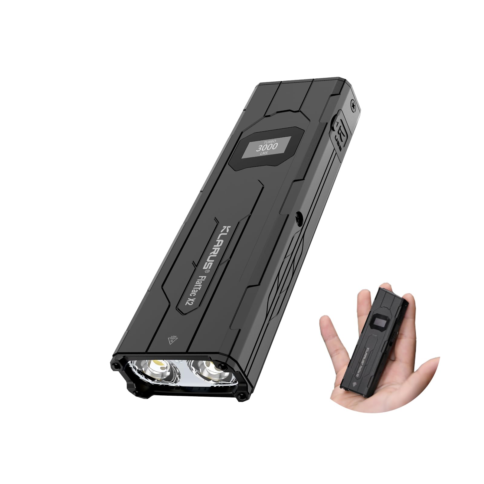 Klarus X2 Ultra-Thin Pocket Light front view for easy everyday carry