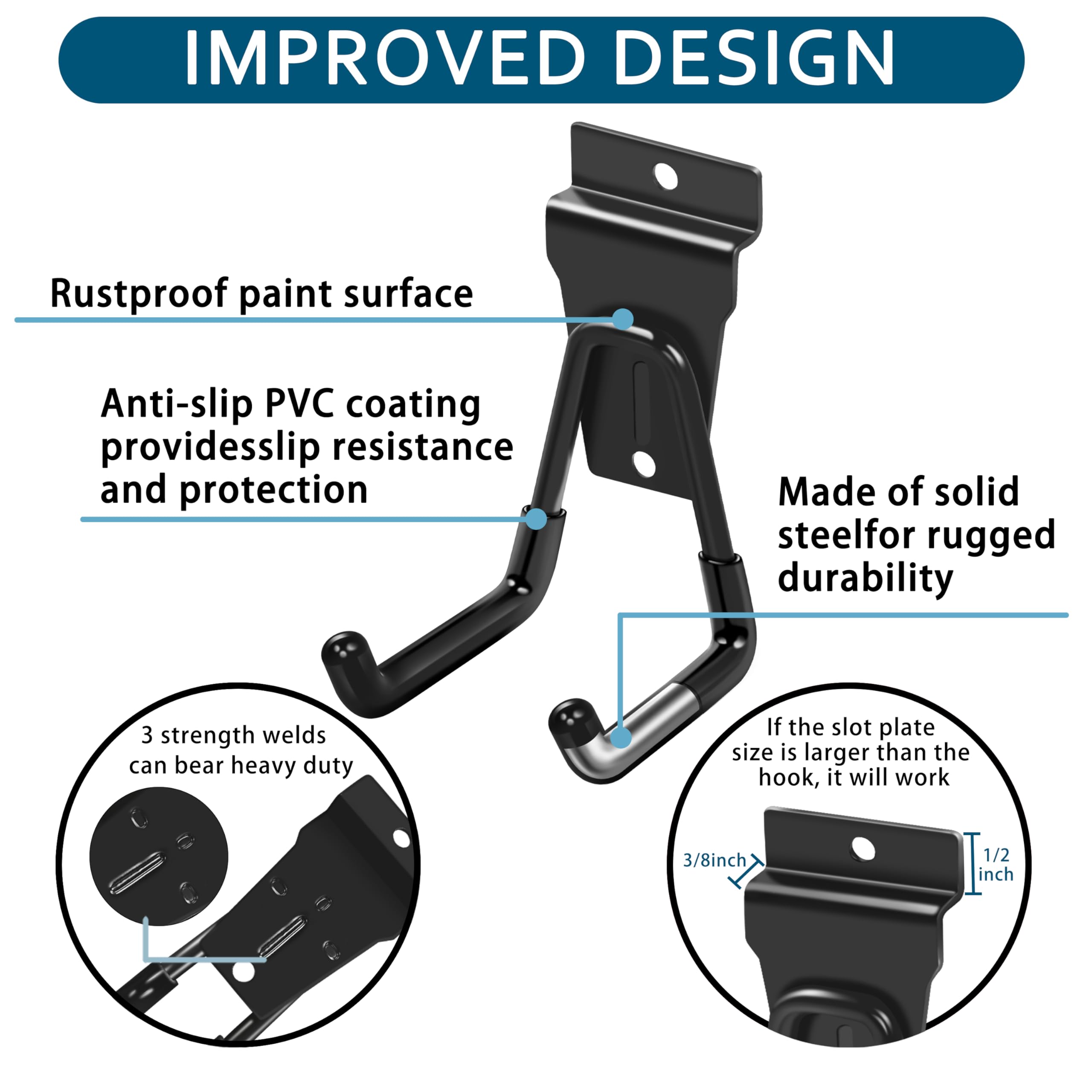 Klasit medium U-hook on display demonstrates versatile wall organization.