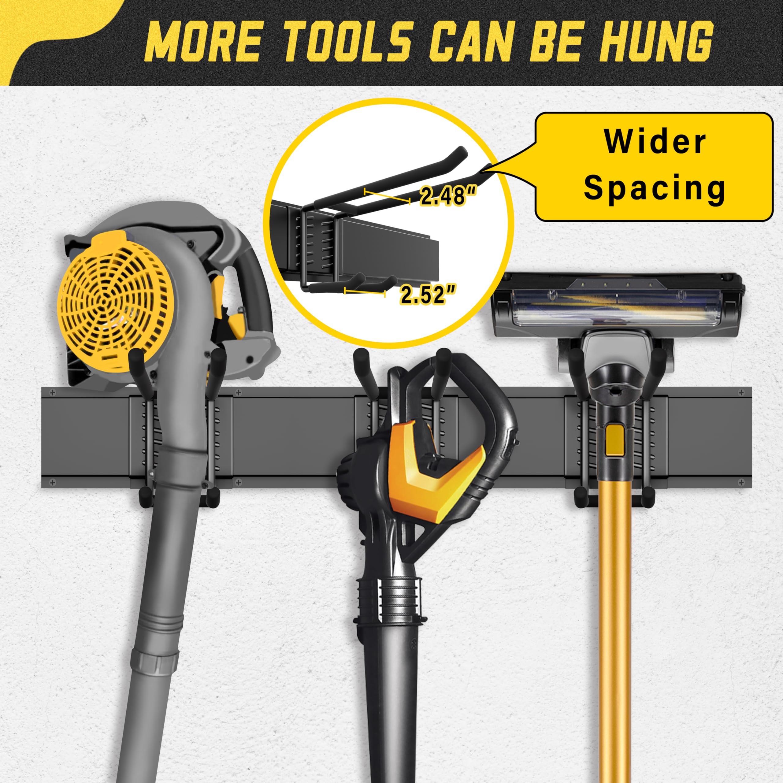 Klasit twelve hooks and six rails maximize hanging capacity.