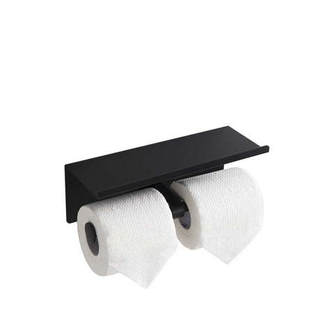 KLDKLD black wall mounted toilet paper holder with shelf for bathroom organization