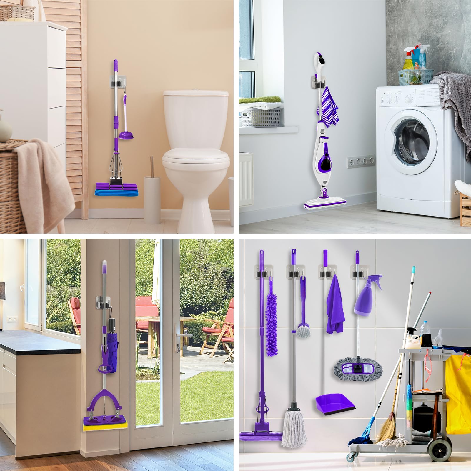 KLEBV versatile hanger suitable for mops, brooms, umbrellas, and small tools.