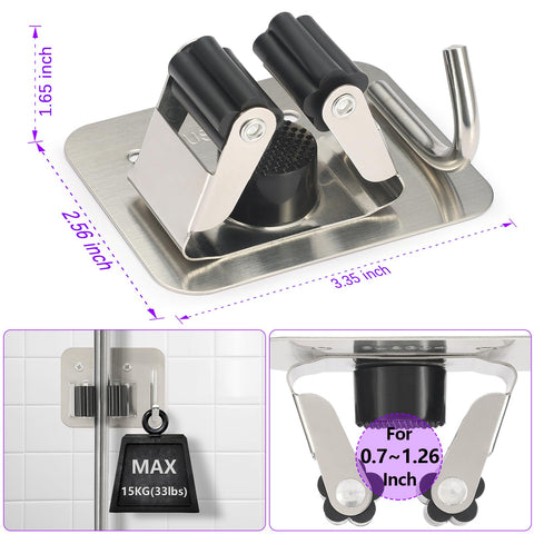 KLEBV perforated stainless steel mop gripper rack ready for wall mounting and durable use.