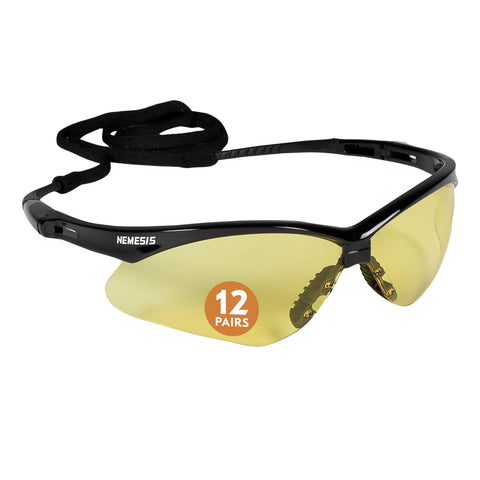 KleenGuard Nemesis amber lenses protect eyes while reducing glare for bright work environments.