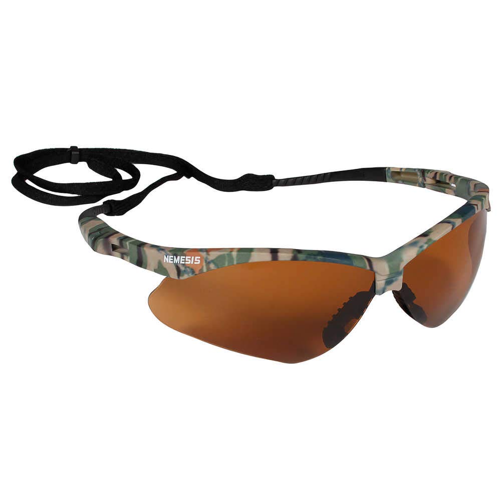 Nemesis safety glasses bronze lens reduce glare while providing full UV protection.