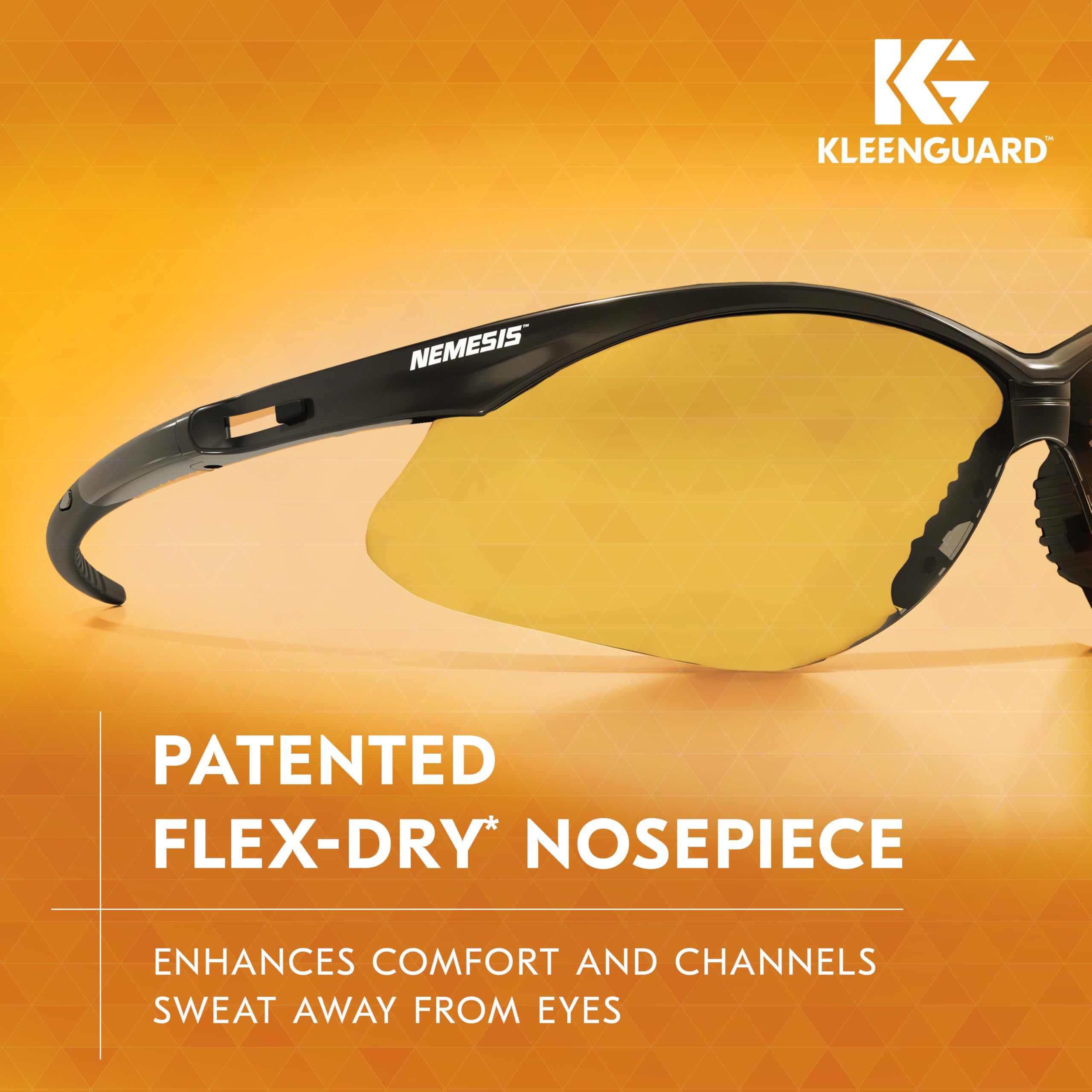 KleenGuard Nemesis FLEX-DRY nose piece channels sweat and prevents slippage.