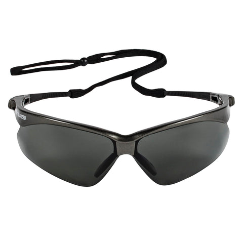 KleenGuard Nemesis polarized safety glasses with smoke lenses for glare reduction on outdoor jobs