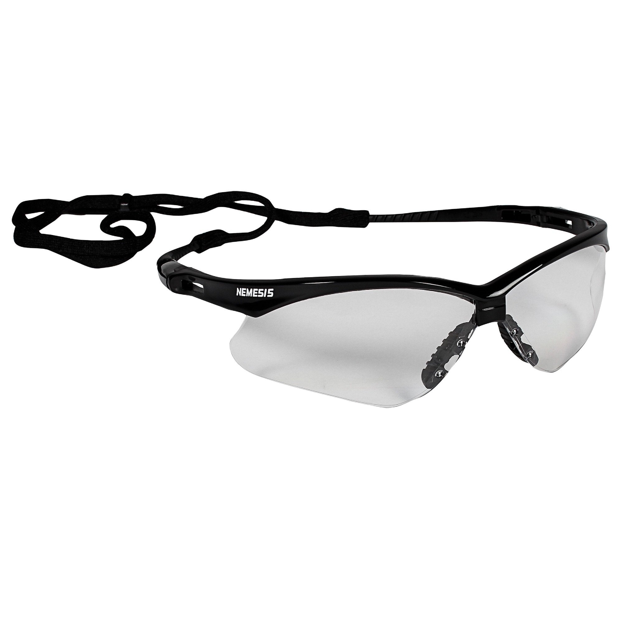 KLEENGUARD Nemesis glasses in black frame with lanyard for secure wear