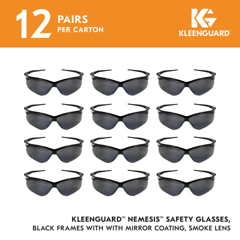 KleenGuard Nemesis safety glasses in black frame with a modern design for all-day wear.