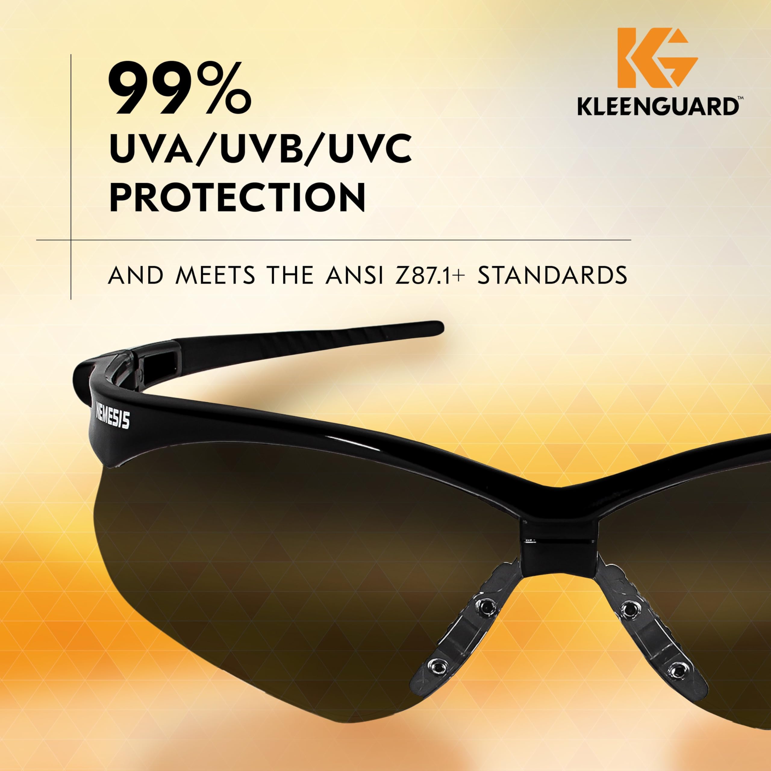 KleenGuard Nemesis soft-temples offer comfortable grip for long shifts.