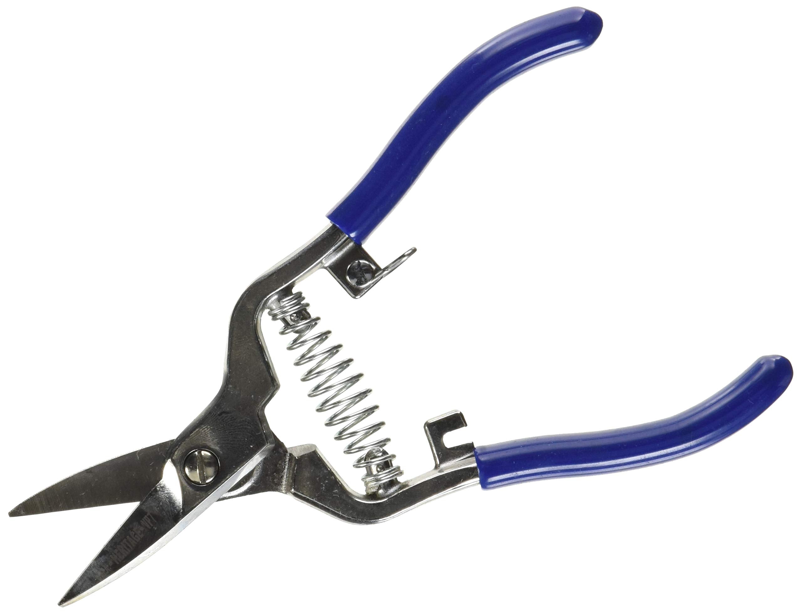KLEIN CULTERY Heritage snips with spring-loaded ergonomic blue grip for comfortable use.