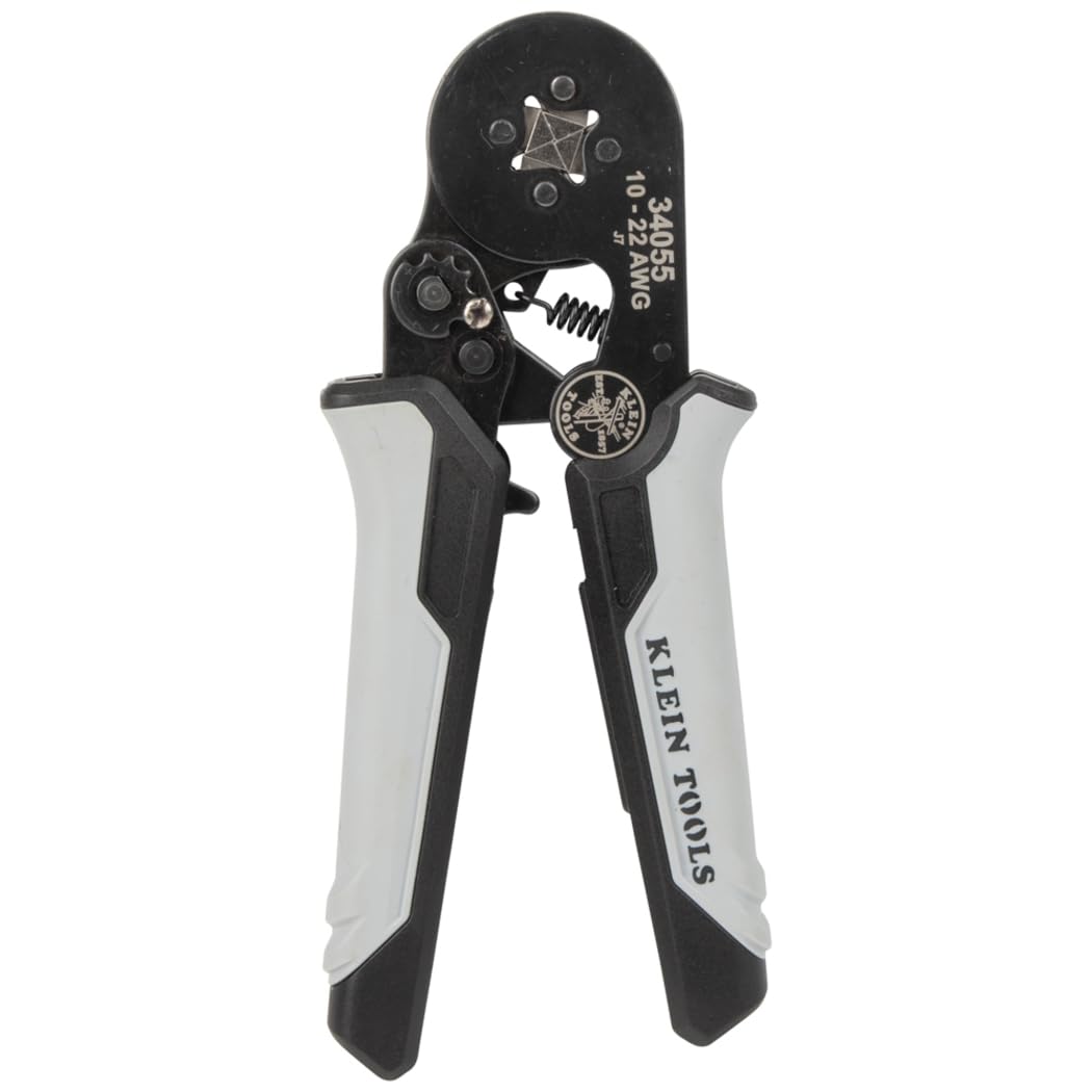 Klein Tools 34055 ferrule crimping tool demonstrating precise square crimps